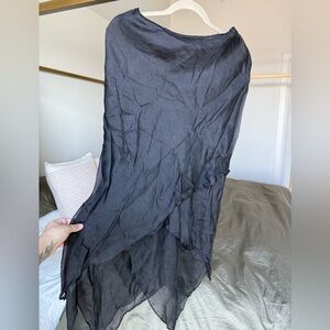 Vtg Laundry by Shelli Segal Black Silk Skirt Sz 4 28” Made in USA ‘95 Whimsigoth